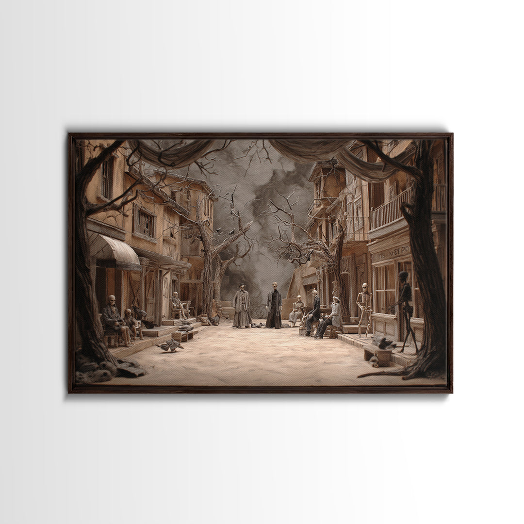 The Ghost Town Main Street, Danse Macabre Art, Landscape Wall Art, Macabre Wall Art, Canvas Print, Halloween Wall Art