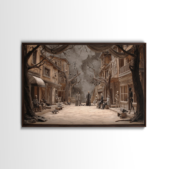 The Ghost Town Main Street, Danse Macabre Art, Landscape Wall Art, Macabre Wall Art, Canvas Print, Halloween Wall Art