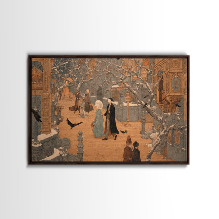 The Ghost Town Main Street, Symbolist Death Art, Landscape Wall Art, Macabre Wall Art, Canvas Print, Halloween Wall Art