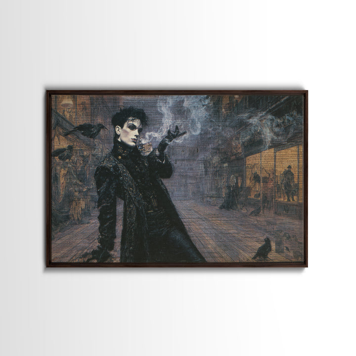 The Ghost Town Main Street, Dark Symbolist Art, Landscape Wall Art, Gothic Horror Wall Art, Framed Canvas Print