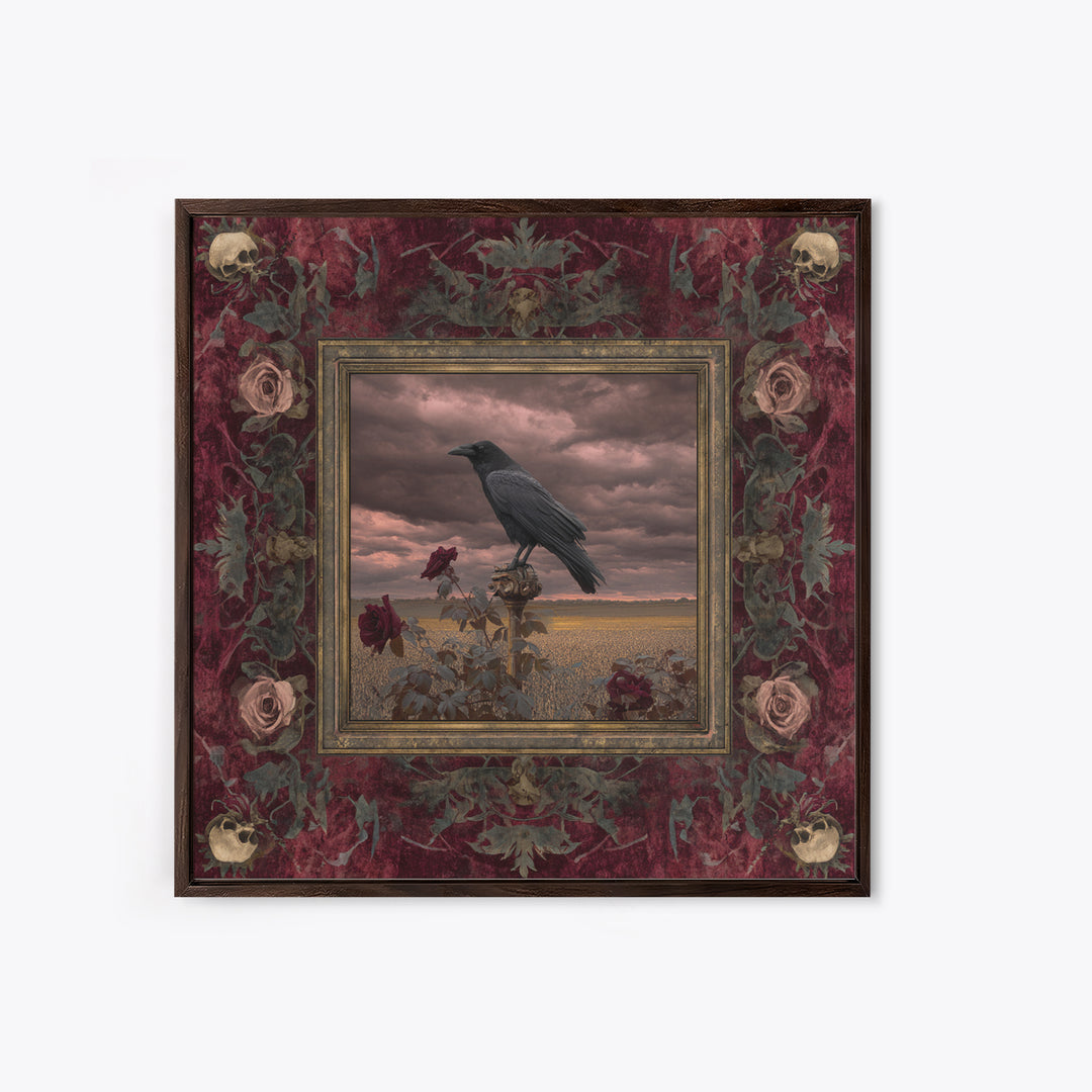 Storm Clouds over an Abandoned Field Canvas Print, Dark Art, Living Room Decor, Fine Art, Nocturne, Luxury Decor, DAR-1x1-14
