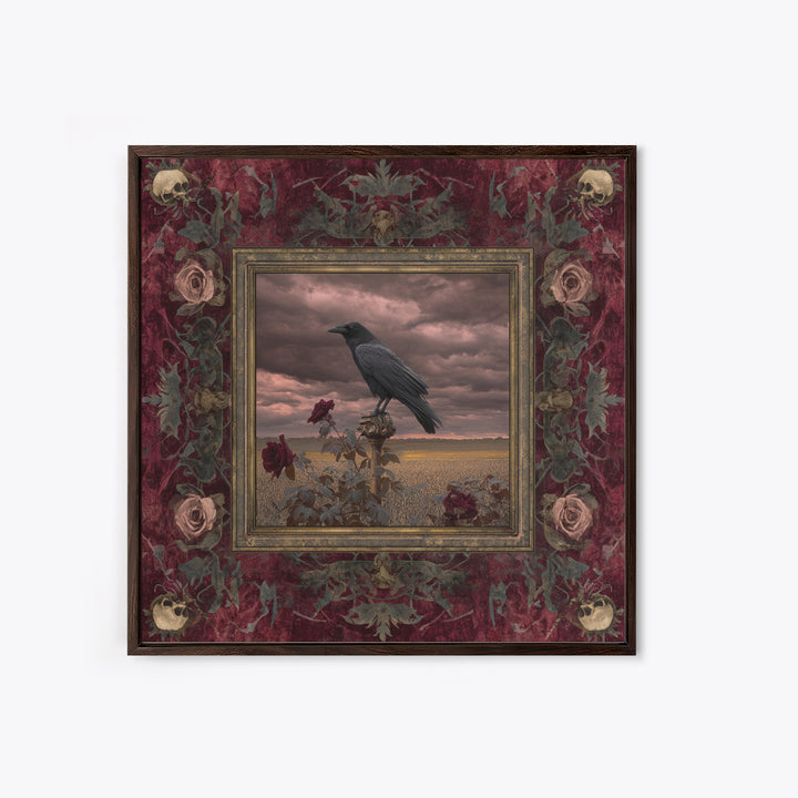 Storm Clouds over an Abandoned Field Canvas Print, Dark Art, Living Room Decor, Fine Art, Nocturne, Luxury Decor, DAR-1x1-14