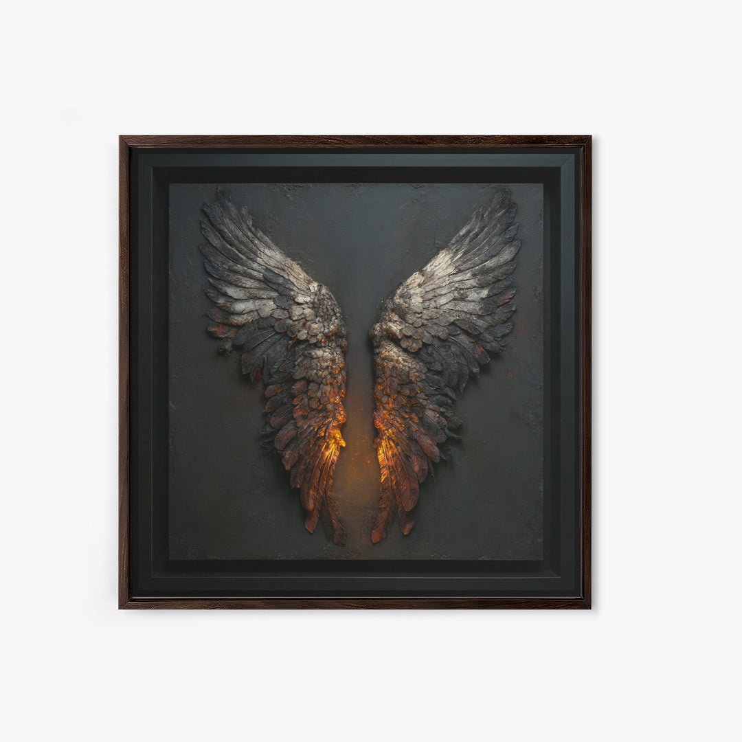 Dark Angel Wings Canvas Print, Dark Art, Moody Wall Art, Living Room Decor, Fine Art, Nocturne, Gallery Decor, Neutral Decor, DAR-1x1-31