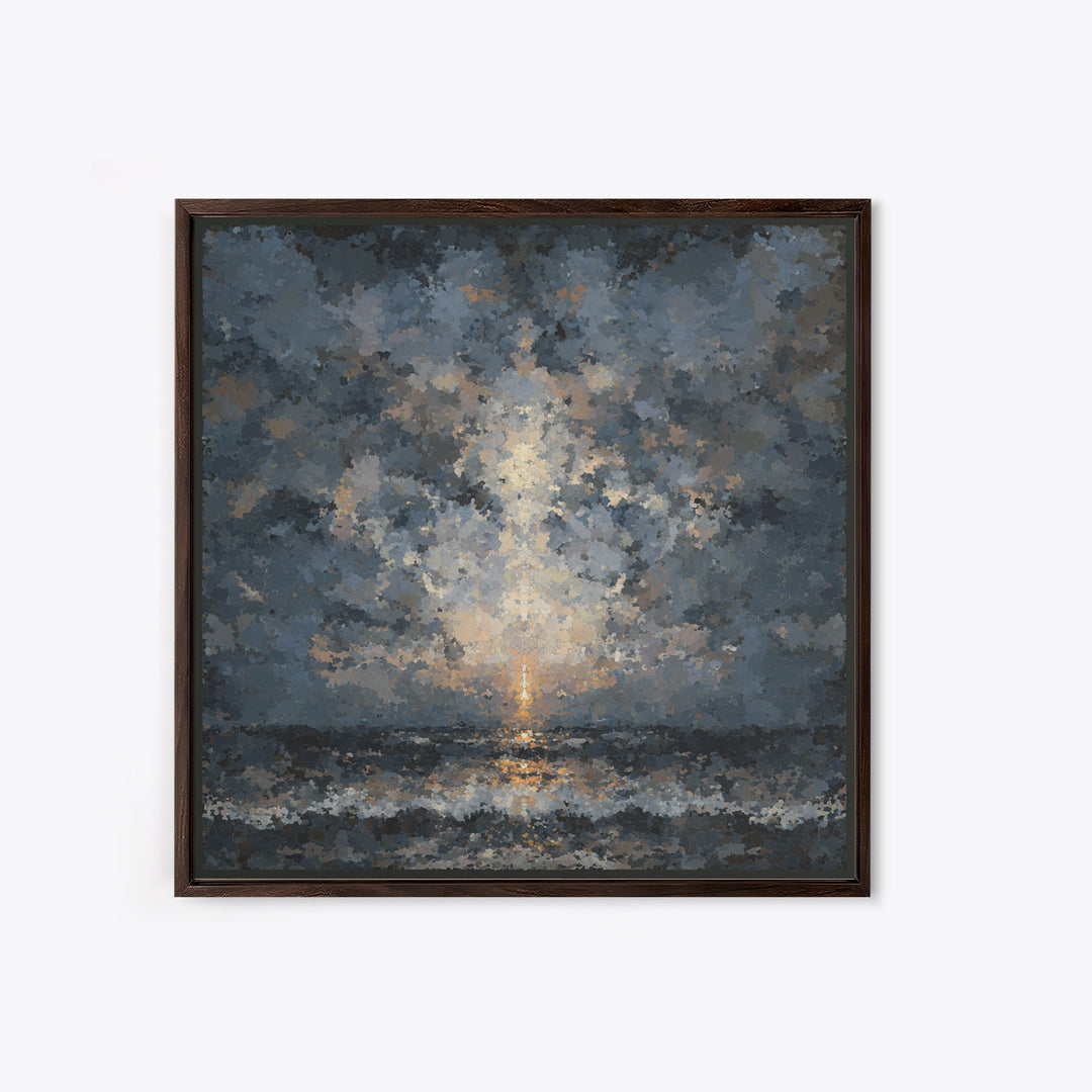 Stormy Sea under a Nearly Black Sky Canvas Print, Dark Art, Fine Art Print, Living Room Decor, Fine Art, Nocturne, Wall Decor, DAR-1x1-5
