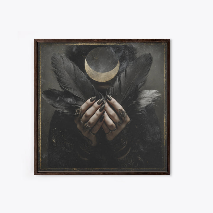 Occult Celestial Hands Framed Canvas Print, Dark Art, Horror Decor, Living Room Decor, Fine Art, Nocturne, Statement Artwork, DAR-1x1-68