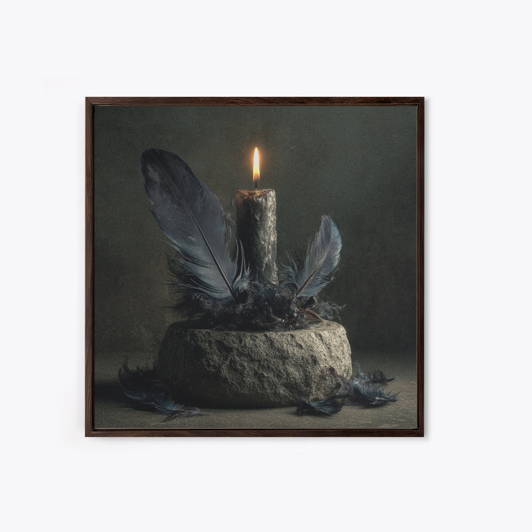 Silent Graveyard with Blue Moon Haze Canvas Print, Dark Art, Neutral Decor, Living Room Decor, Fine Art, Nocturne, Home Decor, DAR-1x1-90