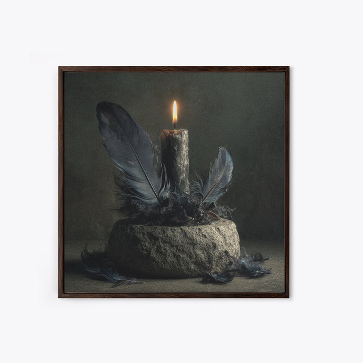 Silent Graveyard with Blue Moon Haze Canvas Print, Dark Art, Neutral Decor, Living Room Decor, Fine Art, Nocturne, Home Decor, DAR-1x1-90