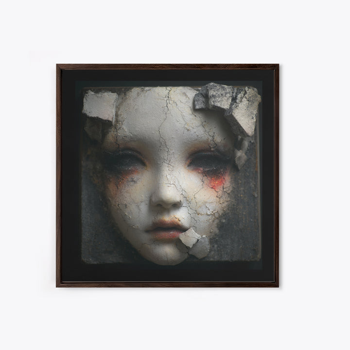 Cracked Porcelain Doll Portrait Canvas Print, Dark Art, Fine Art Print, Living Room Decor, Oil Painting, Nocturne, Wall Decor, DAR-1x1-95
