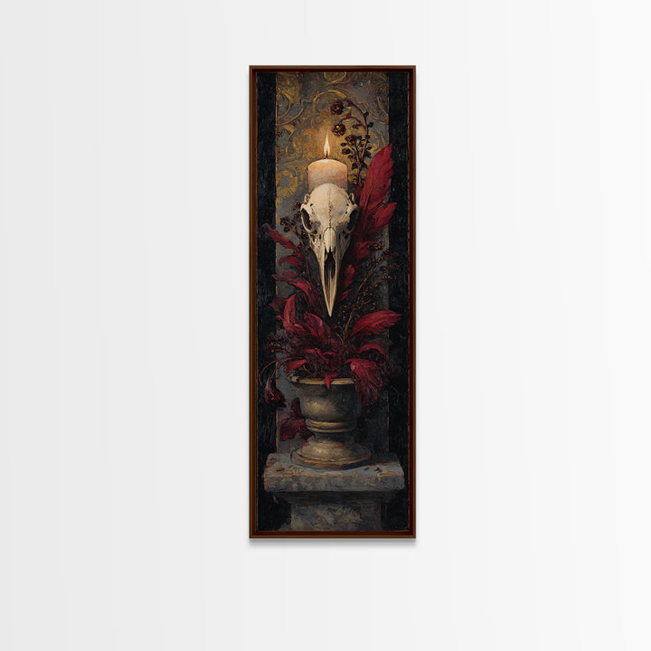 Baroque Skull and Red Velvet Vanitas Canvas Print, Dark Art, Weird Art, Living Room Decor, Fine Art, Nocturne, DAR-1x3-22