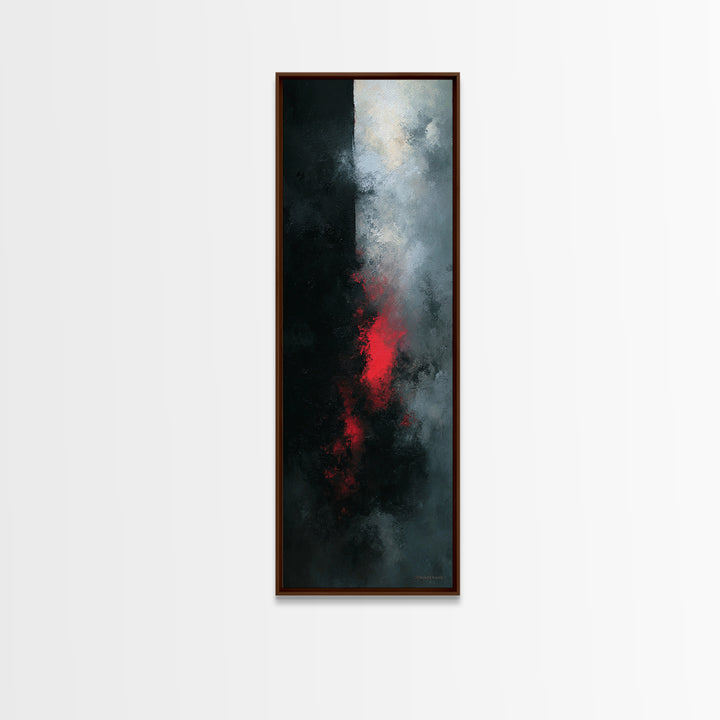 Deep Charcoal Abstract Canvas Print, Dark Art, Gothic Wall Art, Living Room Decor, Nocturne, Spooky Decor, Gallery Decor, DAR-1x3-33