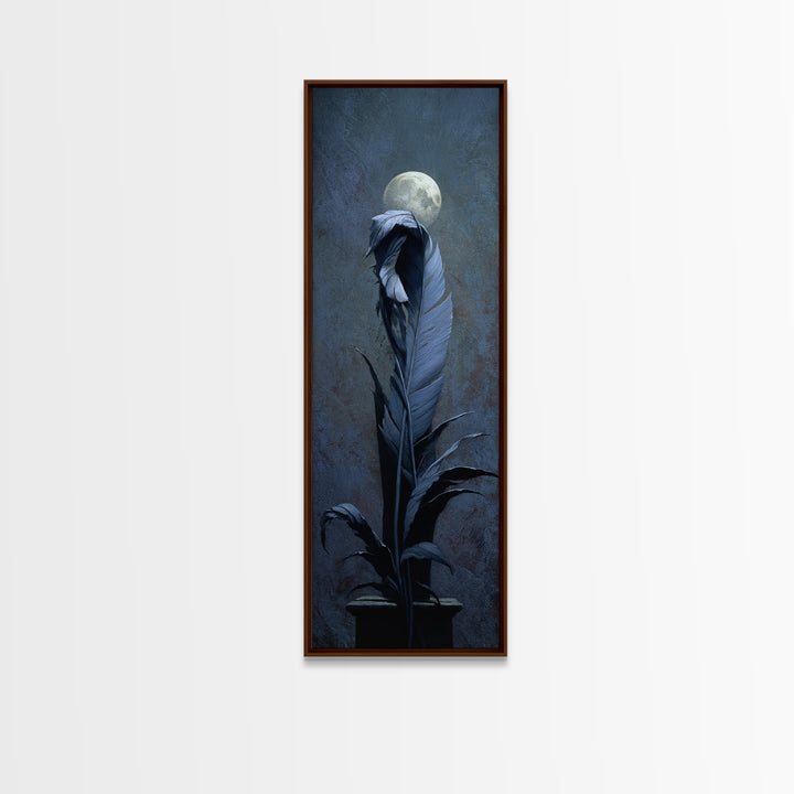 Silent Graveyard with Blue Moon Haze Canvas Print, Dark Art, Statement Artwork, Living Room Decor, Fine Art, Nocturne, DAR-1x3-78