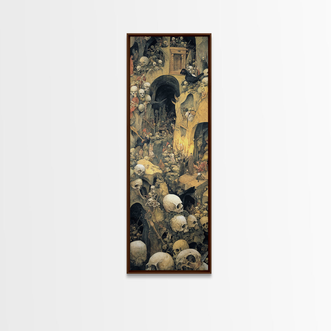 The Endless Catacombs, Medieval Grotesque Art, Tall Narrow Wall Art, Dark Halloween Decor, Canvas Print, Halloween Wall Art