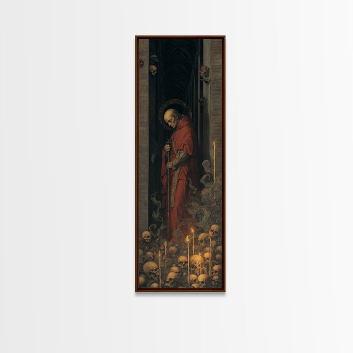 The Endless Catacombs, Dark Renaissance Art, Tall Narrow Wall Art, Macabre Wall Art, Canvas Print, Halloween Wall Art