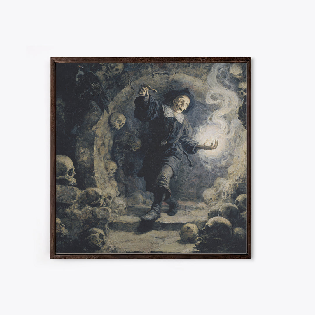 The Endless Catacombs, Danse Macabre Art, Square Wall Art, Macabre Wall Art, Framed Canvas Print, Halloween Wall Art