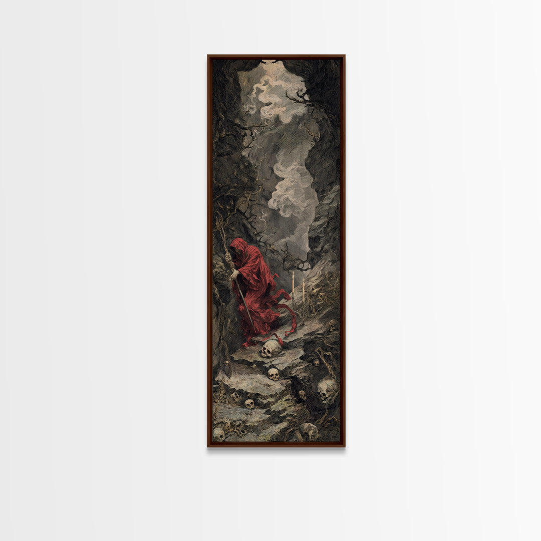 The Endless Catacombs, Baroque Witchcraft Art, Tall Narrow Wall Art, Dark Fantasy Wall Art, Framed Canvas Print, Halloween Wall Art