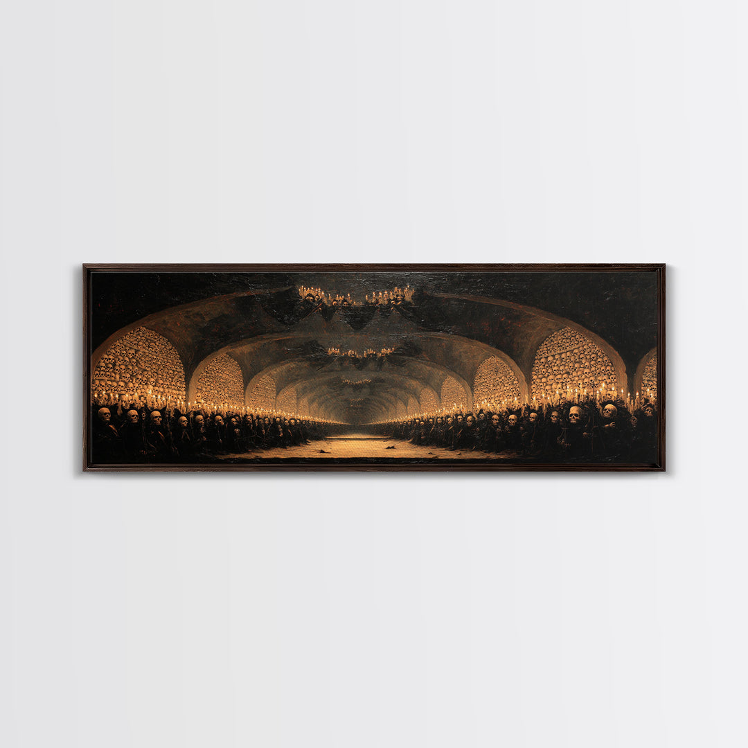 The Endless Catacombs, Dark Romantic Horror Art, Extra Wide Wall Art, Gothic Horror Wall Art, Framed Canvas Print, Halloween Wall Art
