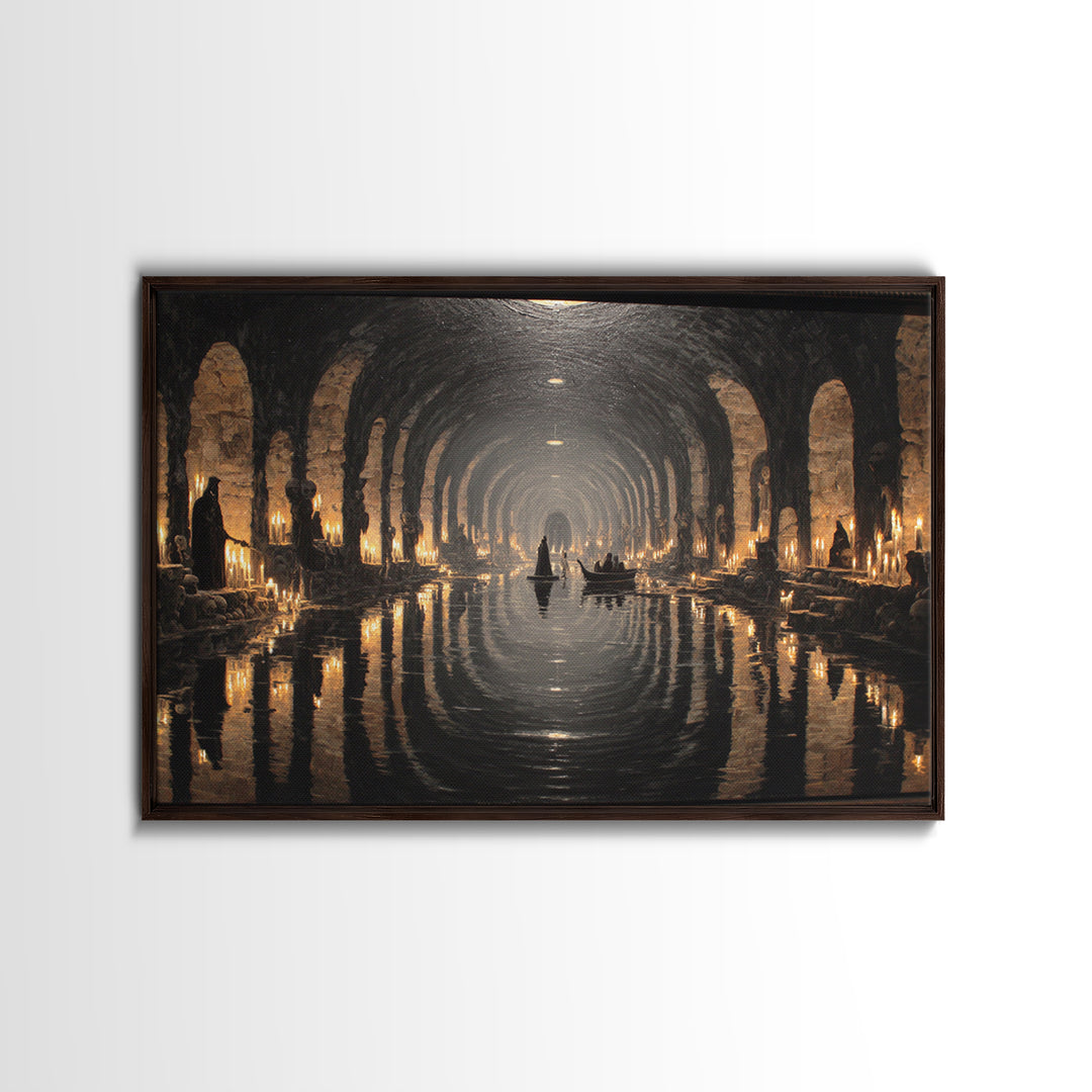 The Endless Catacombs, Symbolist Gothic Landscape, Landscape Wall Art, Macabre Wall Art, Canvas Print, Halloween Wall Art, Dark Fantasy Art