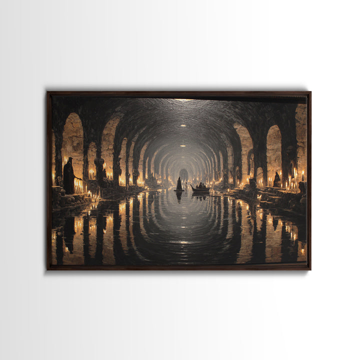 The Endless Catacombs, Symbolist Gothic Landscape, Landscape Wall Art, Macabre Wall Art, Canvas Print, Halloween Wall Art, Dark Fantasy Art