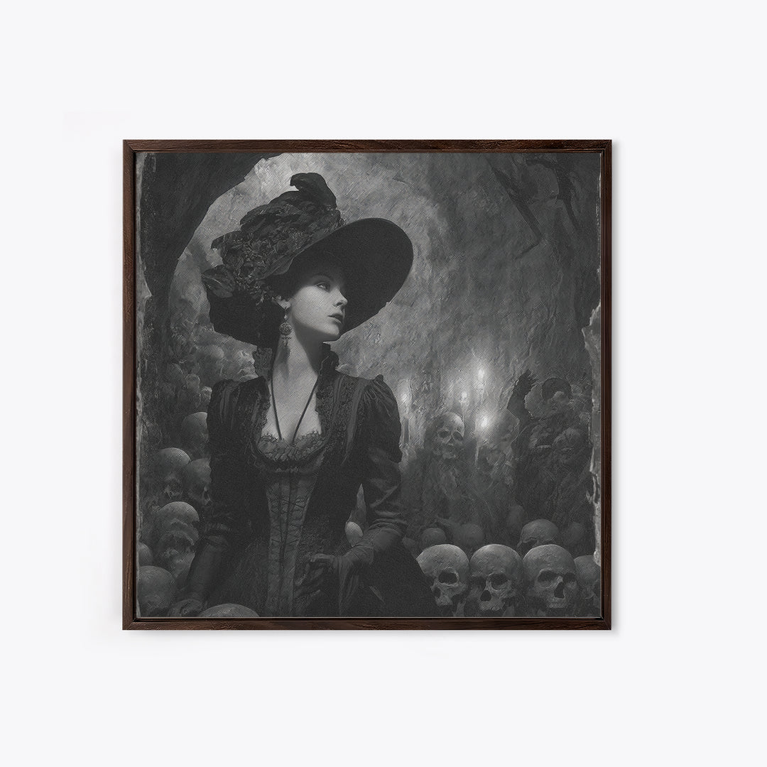 The Endless Catacombs, Decadent Gothic Art, Square Wall Art, Dark Halloween Decor, Framed Canvas Print, Halloween Wall Art