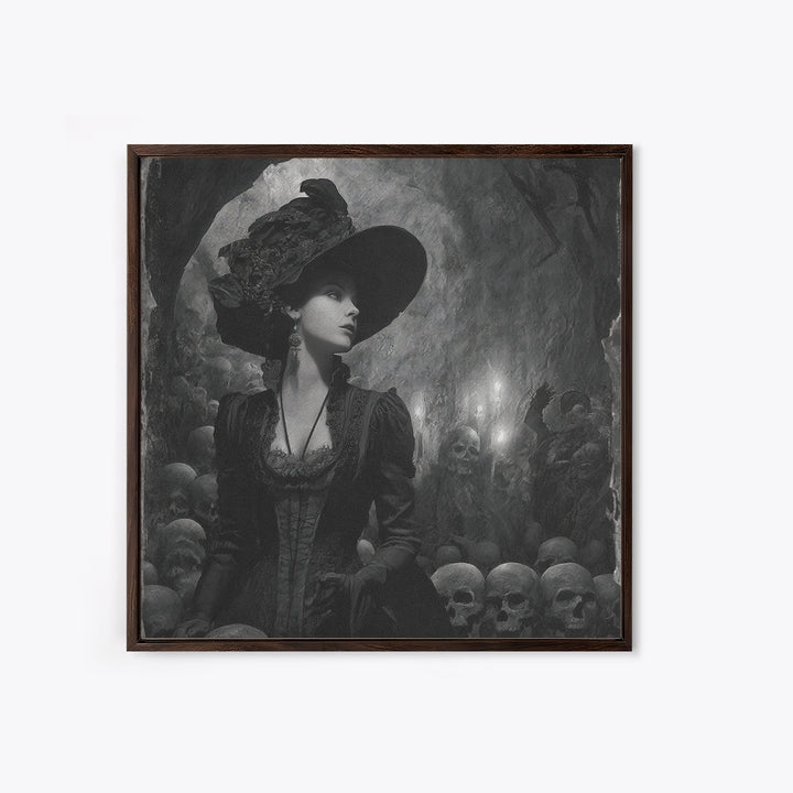 The Endless Catacombs, Decadent Gothic Art, Square Wall Art, Dark Halloween Decor, Framed Canvas Print, Halloween Wall Art