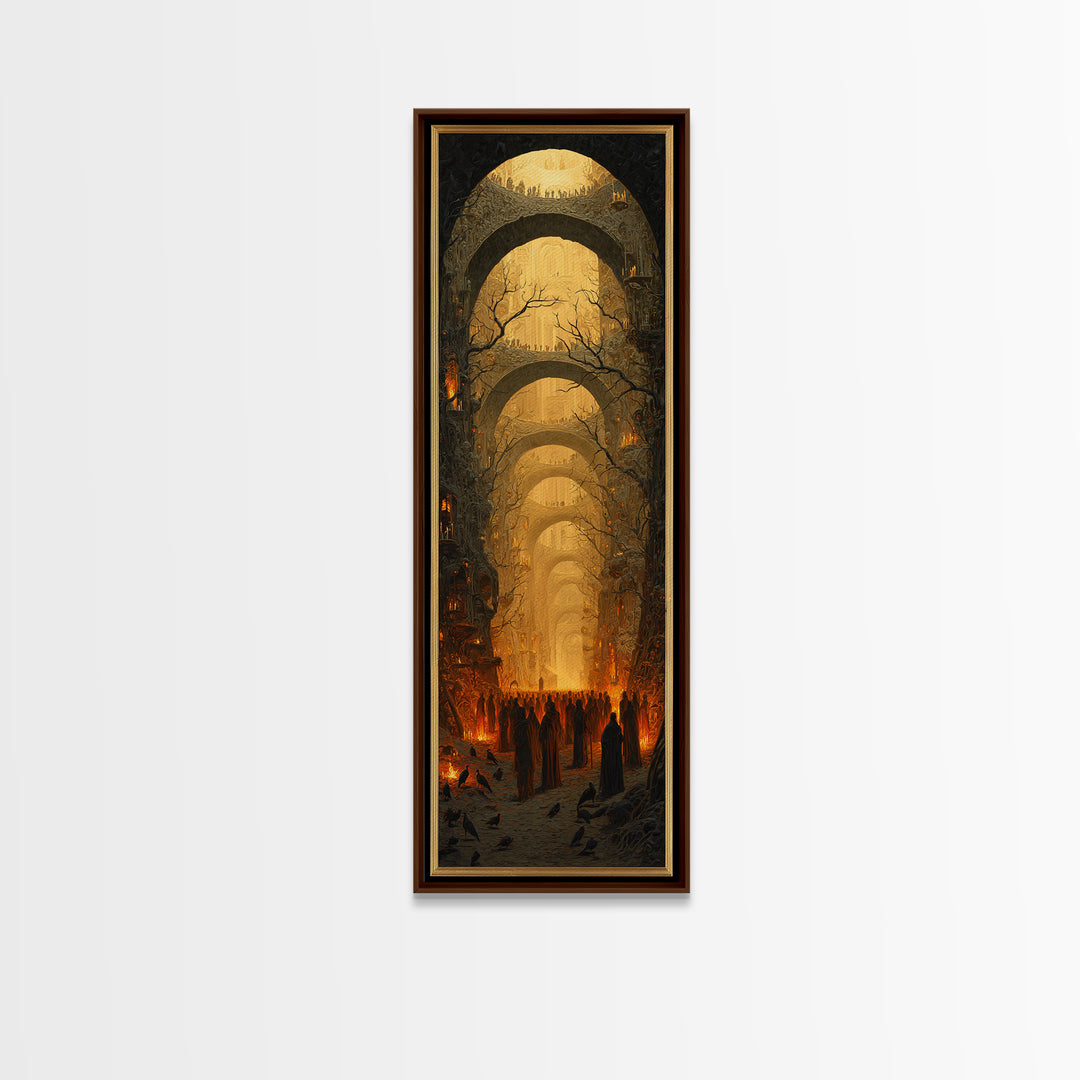The Endless Catacombs, Surreal Apocalyptic Art, Tall Narrow Wall Art, Dark Fantasy Wall Art, Canvas Print, Halloween Wall Art