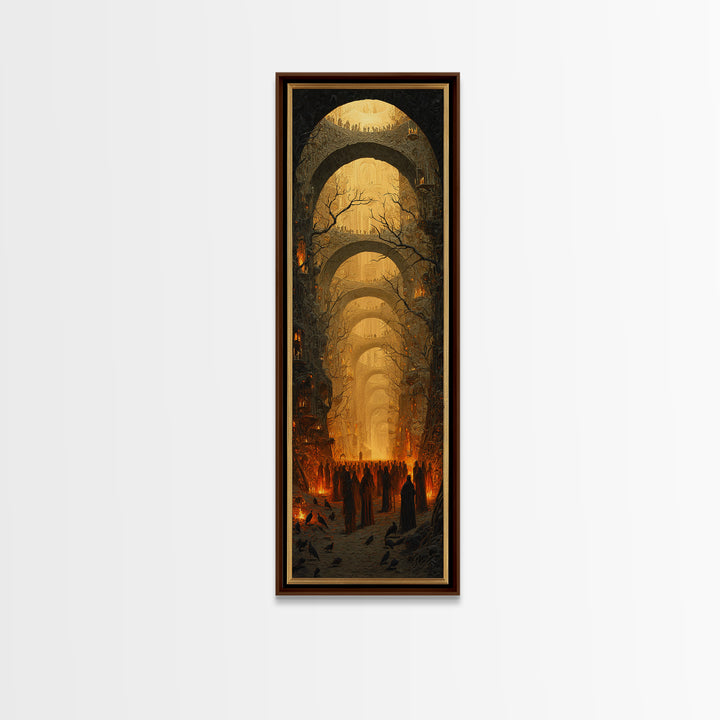 The Endless Catacombs, Surreal Apocalyptic Art, Tall Narrow Wall Art, Dark Fantasy Wall Art, Canvas Print, Halloween Wall Art