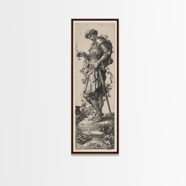 The Overgrown Chapel, Renaissance Engraving Art, Tall Narrow Wall Art, Gothic Horror Wall Art, Canvas Print, Halloween Wall Art