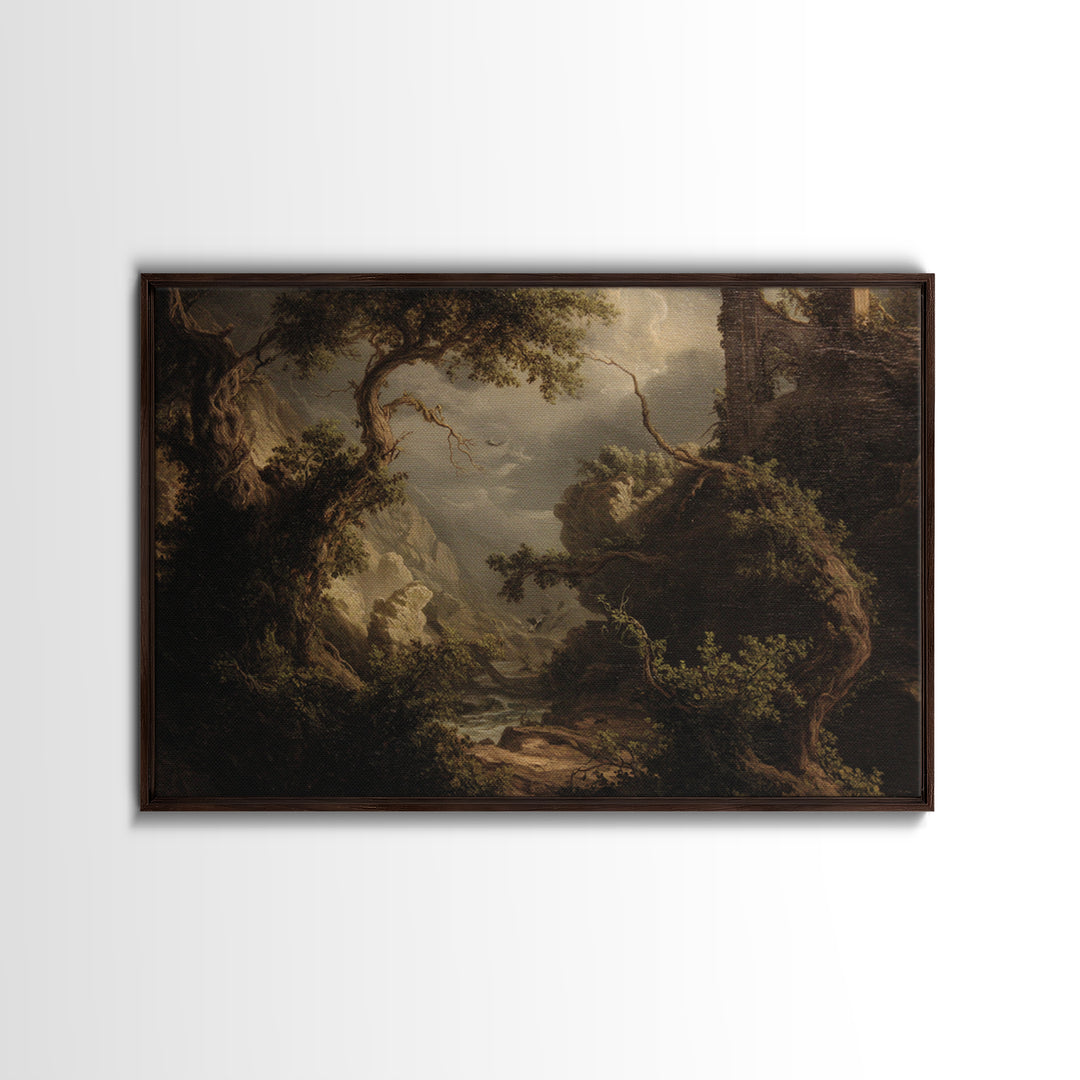 The Overgrown Chapel, Baroque Witchcraft Art, Landscape Wall Art, Dark Halloween Decor, Canvas Print, Halloween Wall Art