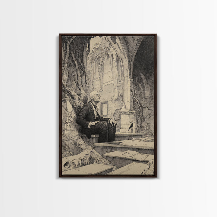 The Overgrown Chapel, Victorian Macabre Art, Vertical Wall Art, Dark Halloween Decor, Canvas Print, Halloween Wall Art, Horror Wall Art
