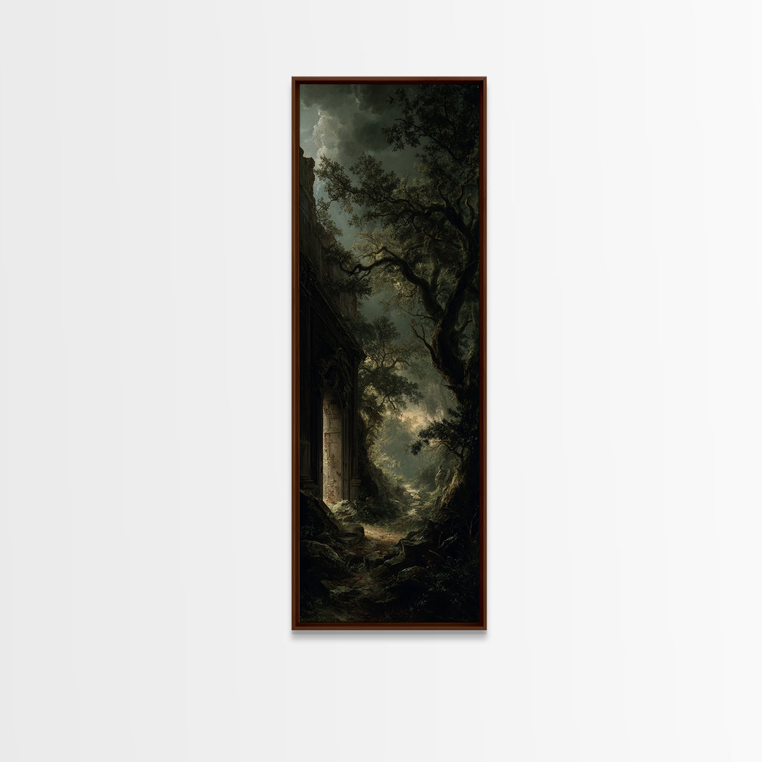 The Derelict Asylum, Baroque Witchcraft Art, Tall Narrow Wall Art, Dark Halloween Decor, Framed Canvas Print, Halloween Wall Art