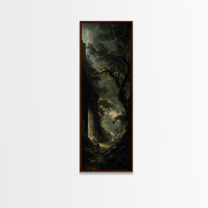 The Derelict Asylum, Baroque Witchcraft Art, Tall Narrow Wall Art, Dark Halloween Decor, Framed Canvas Print, Halloween Wall Art