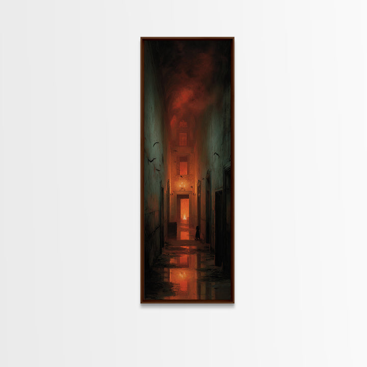 The Derelict Asylum, Apocalyptic Romantic Art, Tall Narrow Wall Art, Dark Halloween Decor, Framed Canvas Print, Halloween Wall Art