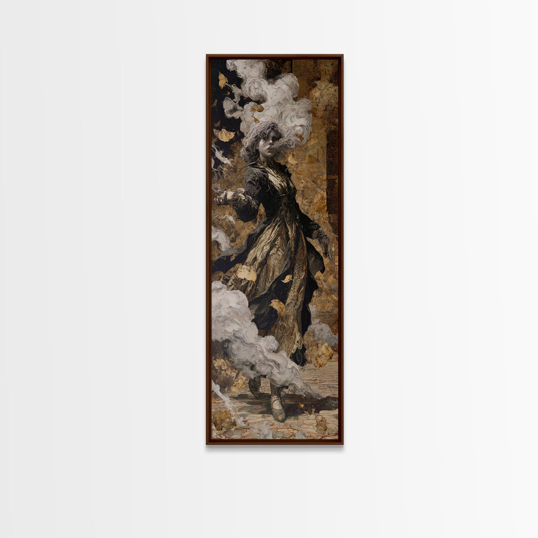 The Derelict Asylum, Ornate Symbolist Art, Tall Narrow Wall Art, Dark Fantasy Wall Art, Framed Canvas Print, Halloween Wall Art