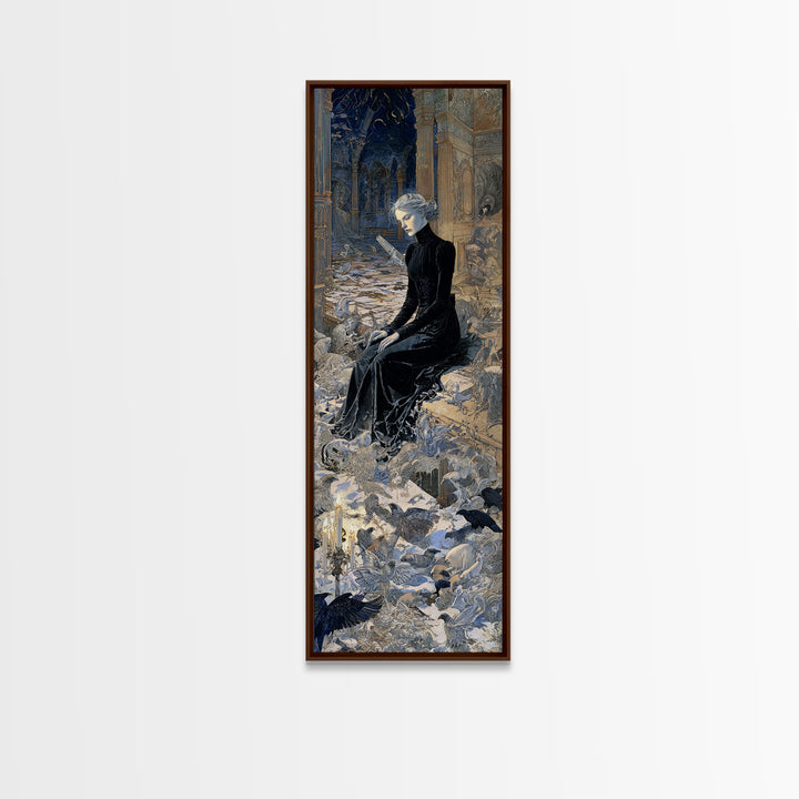 The Derelict Asylum, Symbolist Death Art, Tall Narrow Wall Art, Dark Fantasy Wall Art, Framed Canvas Print, Halloween Wall Art