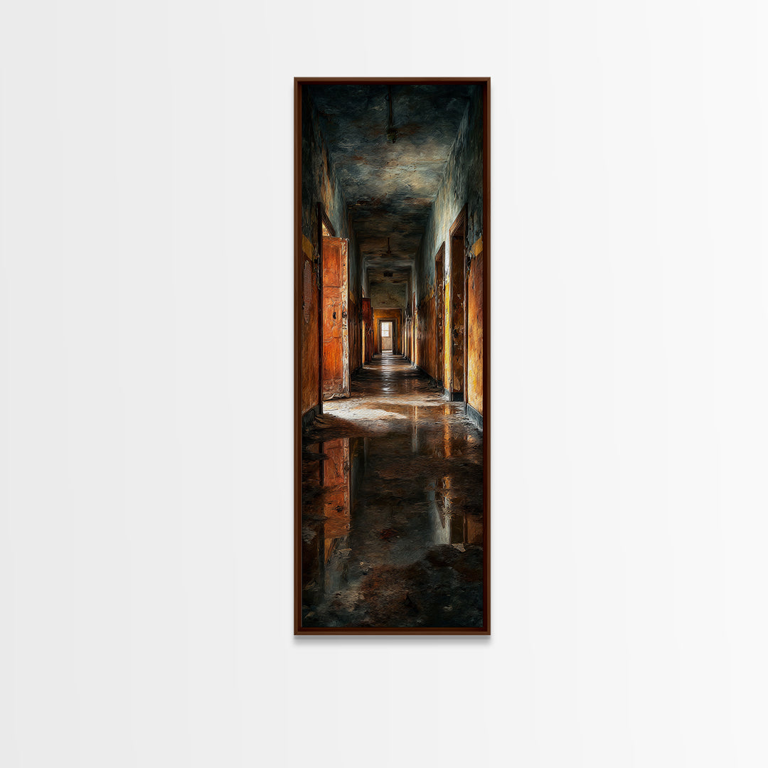 The Derelict Asylum, Expressionist Gothic Art, Tall Narrow Wall Art, Dark Halloween Decor, Canvas Print, Halloween Wall Art