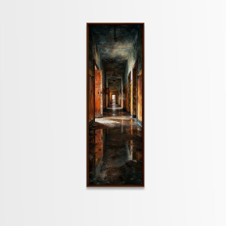 The Derelict Asylum, Expressionist Gothic Art, Tall Narrow Wall Art, Dark Halloween Decor, Canvas Print, Halloween Wall Art
