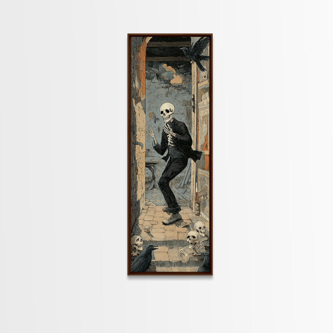 The Derelict Asylum, Macabre Folk Print Art, Tall Narrow Wall Art, Dark Fantasy Wall Art, Framed Canvas Print