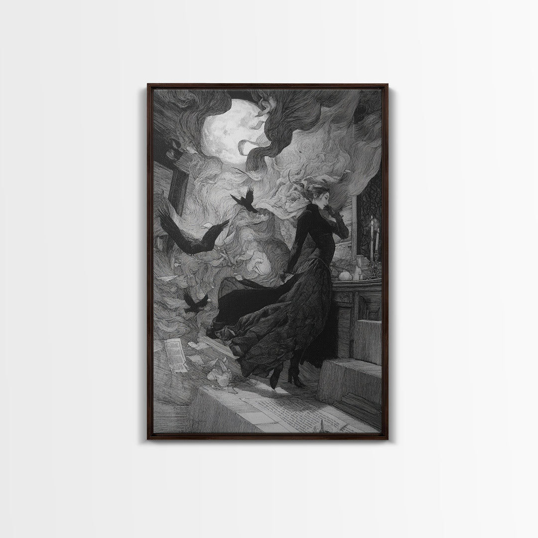 The Derelict Asylum, Victorian Macabre Art, Vertical Wall Art, Dark Halloween Decor, Framed Canvas Print, Halloween Wall Art