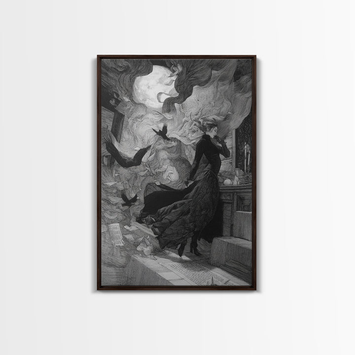 The Derelict Asylum, Victorian Macabre Art, Vertical Wall Art, Dark Halloween Decor, Framed Canvas Print, Halloween Wall Art
