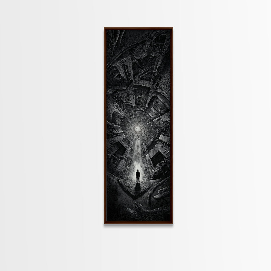The Derelict Asylum, Biomechanical Horror Art, Tall Narrow Wall Art, Dark Fantasy Wall Art, Canvas Print, Halloween Wall Art
