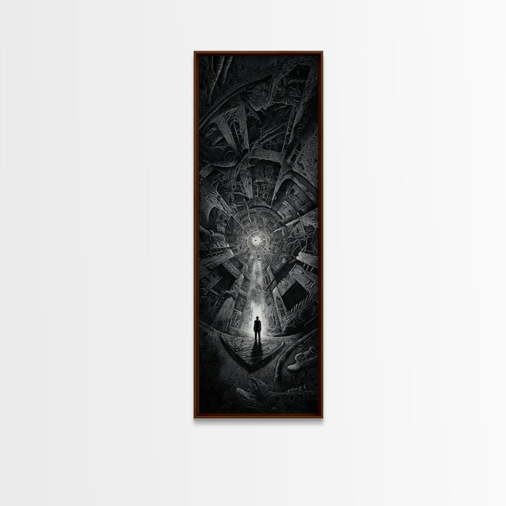 The Derelict Asylum, Biomechanical Horror Art, Tall Narrow Wall Art, Dark Fantasy Wall Art, Canvas Print, Halloween Wall Art
