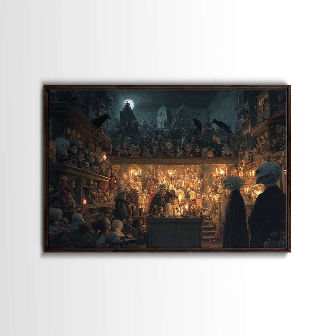 The Midnight Antique Shop, Romantic Gothic Landscape, Landscape Wall Art, Macabre Wall Art, Canvas Print, Halloween Wall Art