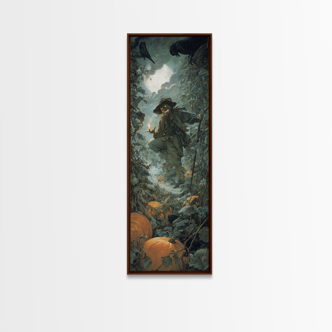 The Pumpkin Patch Maze, Baroque Witchcraft Art, Tall Narrow Wall Art, Dark Fantasy Wall Art, Framed Canvas Print, Halloween Wall Art