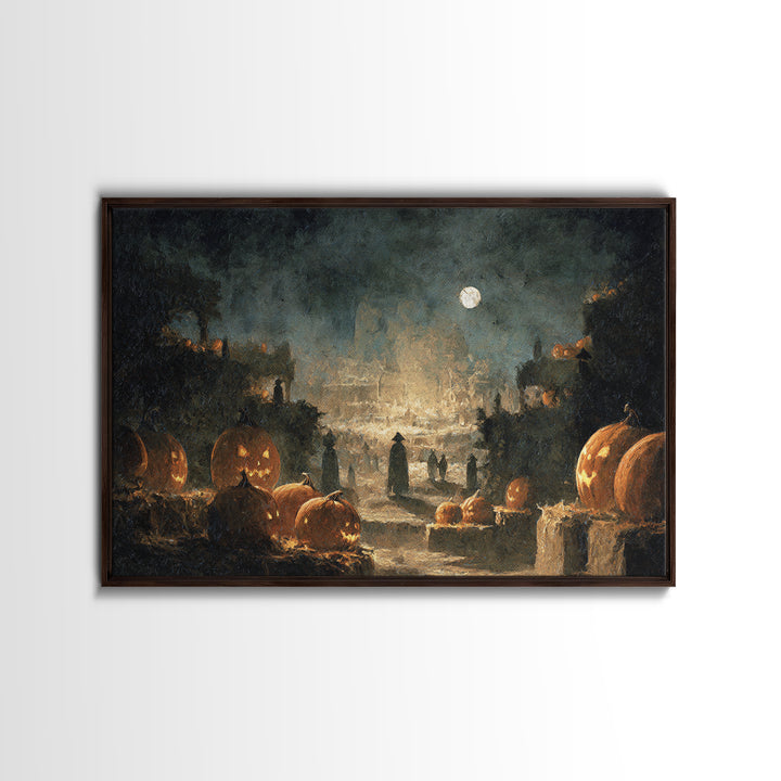 The Pumpkin Patch Maze, Romantic Gothic Landscape, Landscape Wall Art, Dark Halloween Decor, Canvas Print, Halloween Wall Art