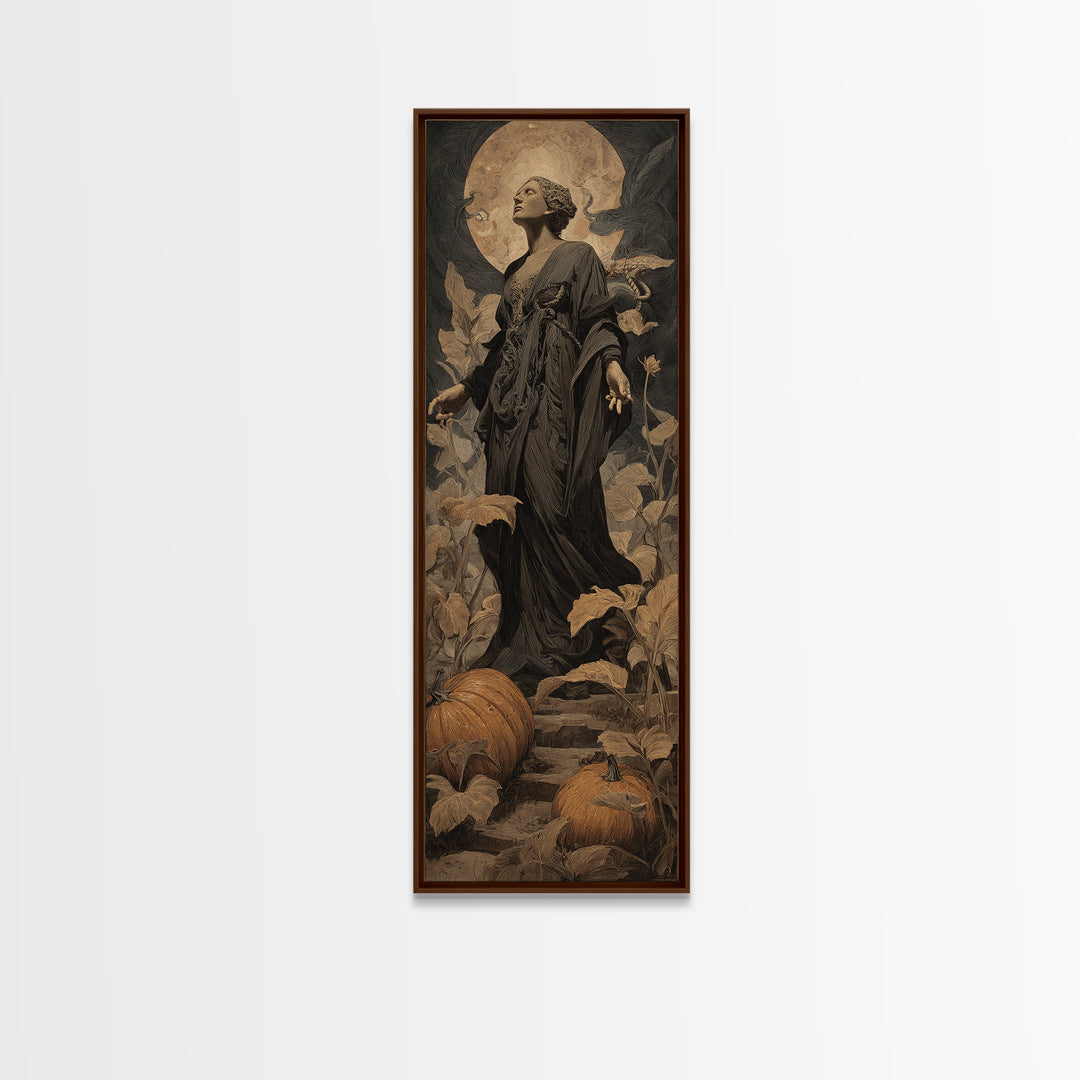 The Pumpkin Patch Maze, Dark Symbolist Art, Tall Narrow Wall Art, Gothic Horror Wall Art, Canvas Print, Halloween Wall Art