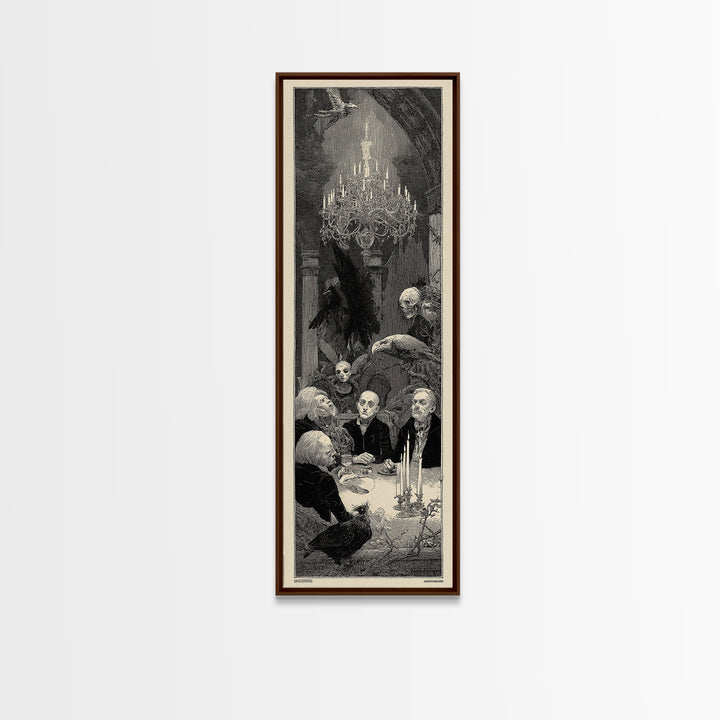The Haunted Hotel, Renaissance Engraving Art, Tall Narrow Wall Art, Dark Fantasy Wall Art, Canvas Print, Halloween Wall Art