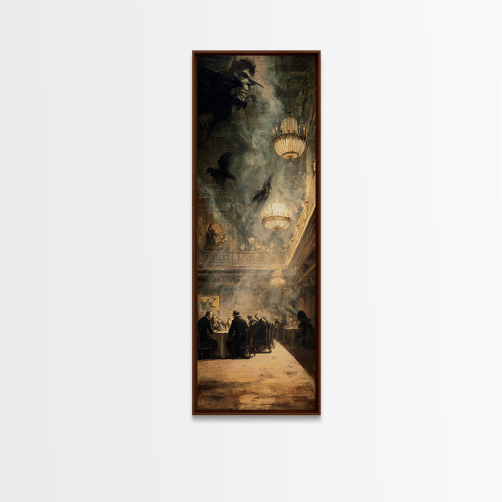 The Haunted Hotel, Dark Romantic Horror Art, Tall Narrow Wall Art, Dark Halloween Decor, Canvas Print, Halloween Wall Art
