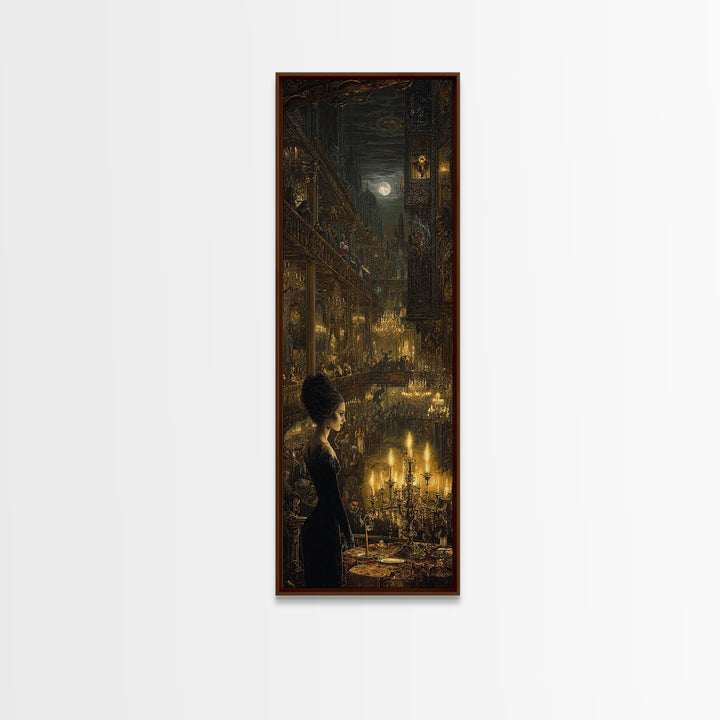 The Haunted Hotel, Ornate Symbolist Art, Tall Narrow Wall Art, Gothic Horror Wall Art, Framed Canvas Print, Halloween Wall Art