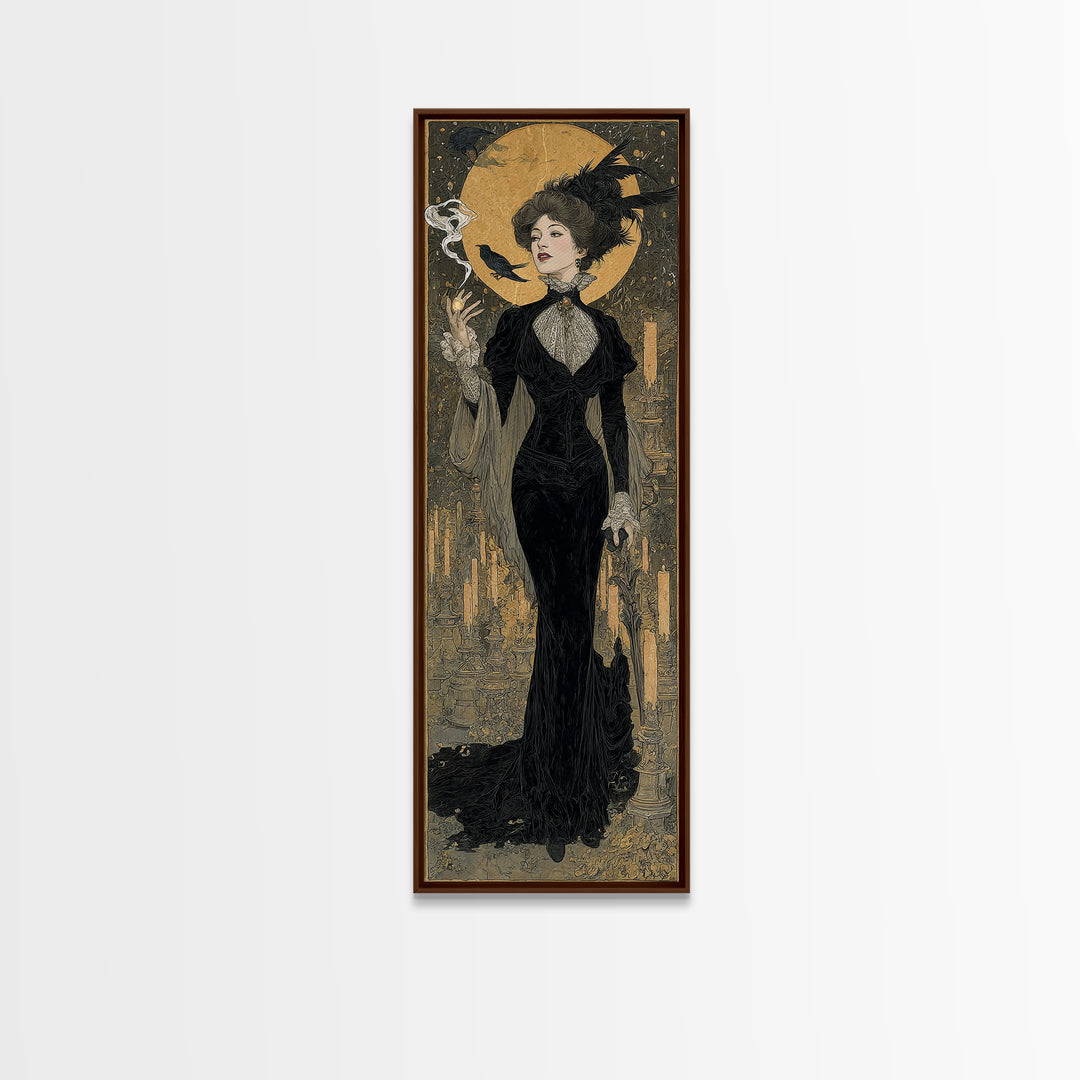 The Haunted Hotel, Symbolist Death Art, Tall Narrow Wall Art, Macabre Wall Art, Framed Canvas Print, Halloween Wall Art
