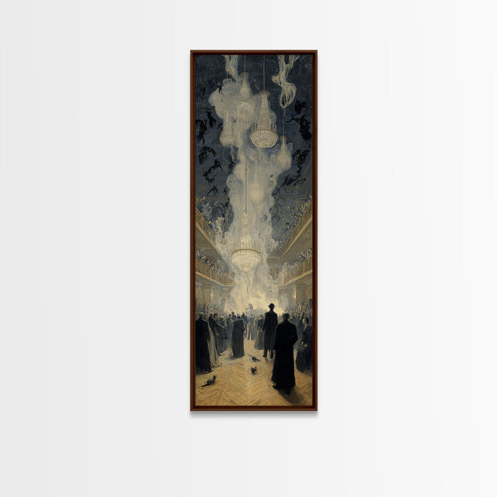 The Haunted Hotel, Symbolist Etching Art, Tall Narrow Wall Art, Dark Halloween Decor, Canvas Print, Halloween Wall Art, Spooky Wall Decor